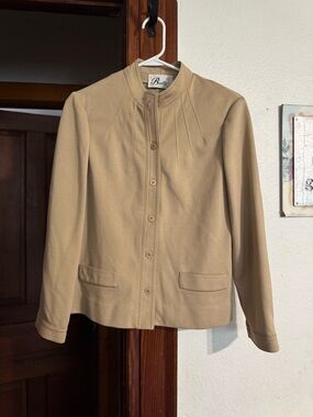 Butter Women's Tan Collarless Button Jacket